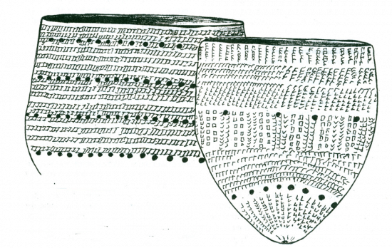 Рис.2. Неолитические сосуды культуры спирринге. Поселение Тудозеро V