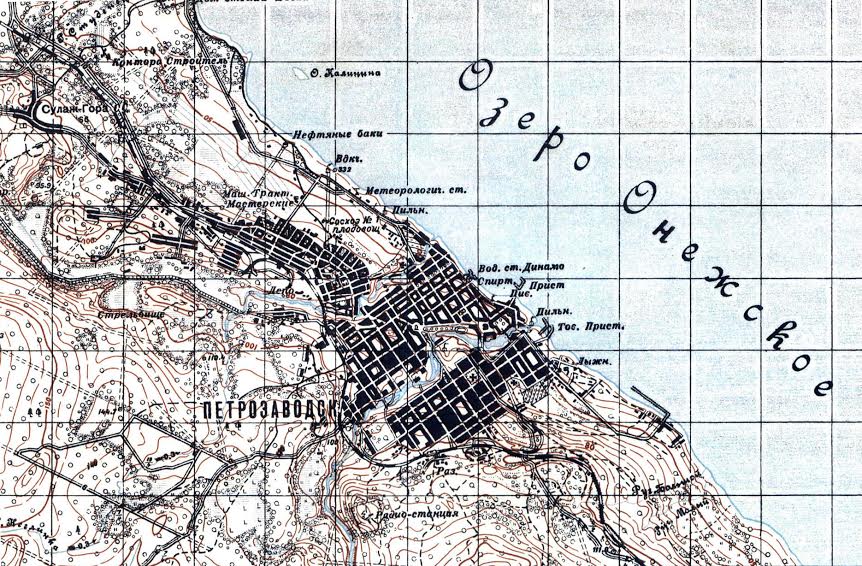 Железнодорожный район на плане Петрозаводска в 1933 году