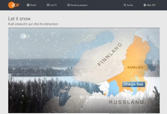 Сюжеты о зимней жизни в Карелии показаны в эфире телеканала ZDF