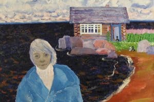 Екатерина Пехова. Автопортрет на фоне моего дома, которого нет. 1986