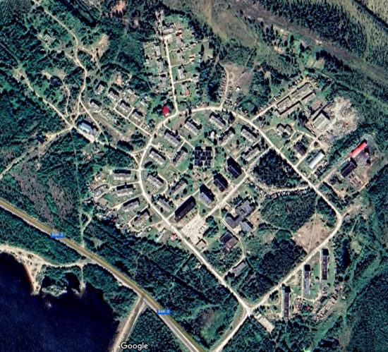 Поселок Кривой Порог. Спутниковое фото с Гугл-карты. 2021 