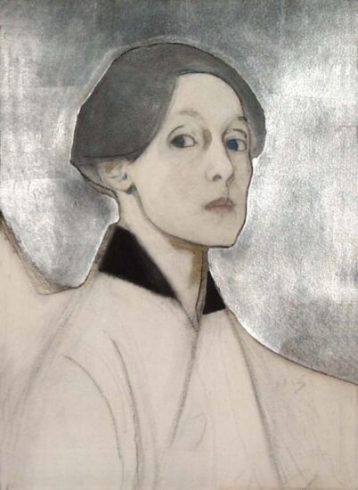 Хелене Шерфбек. Автопортрет на серебряном фоне, 1915